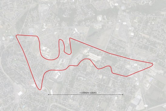 The COTA track overlaid onto the street grid of East Austin provided the orientation map for the Pole Position walk.